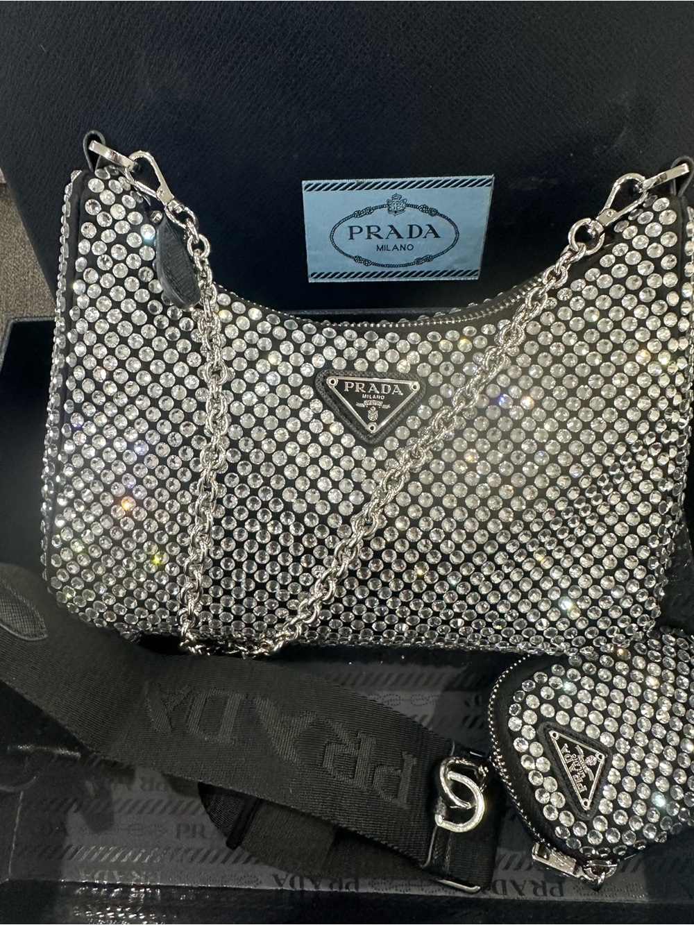 Prada Reedition Crystal Crossbody Handbag